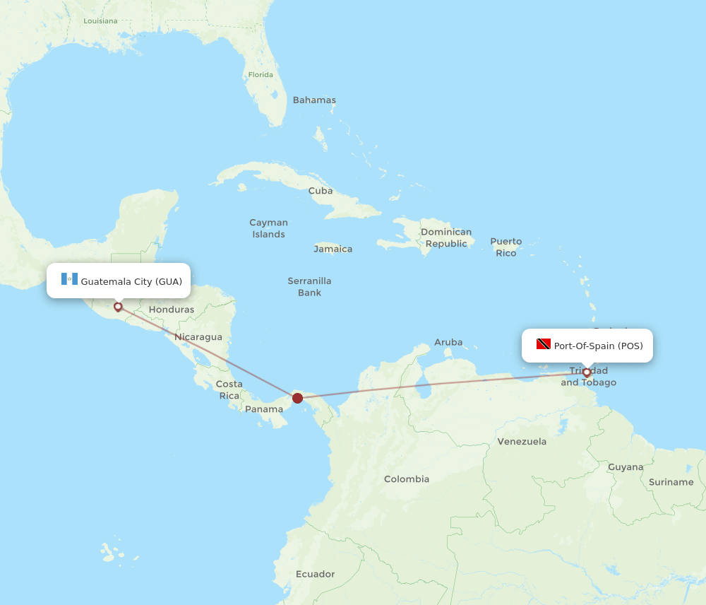 POS-GUA flight routes