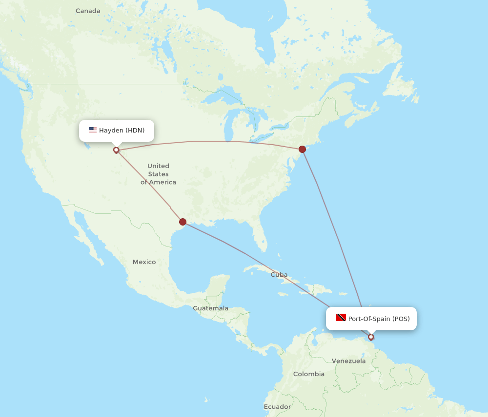 Port Of Spain - Hayden route map and flight paths