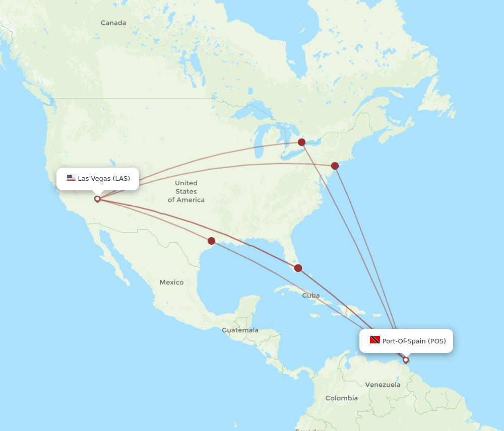 POS-LAS flight routes