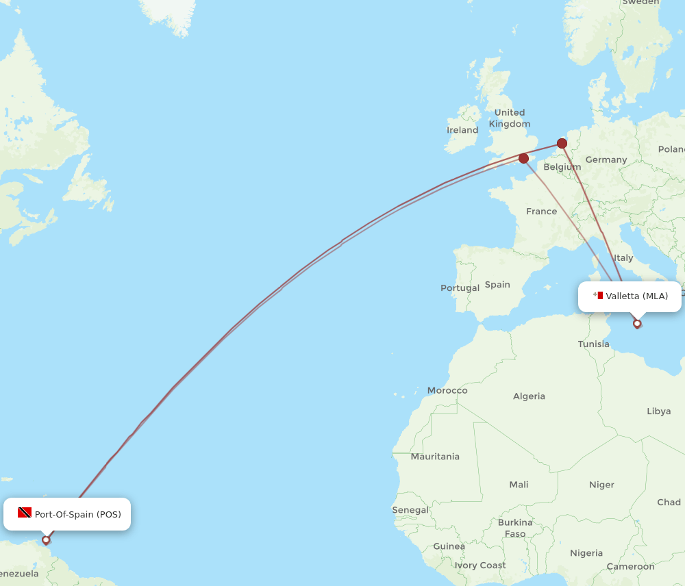 POS-MLA flight routes