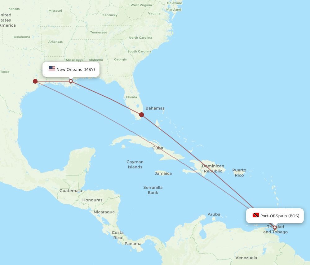 POS-MSY flight routes