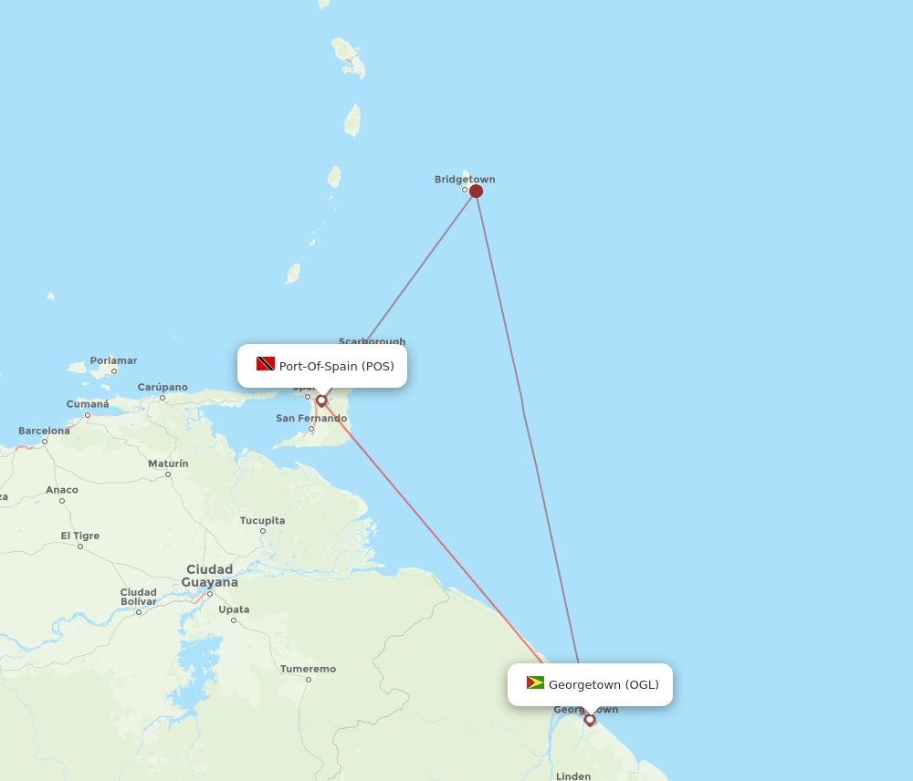 POS-OGL flight routes