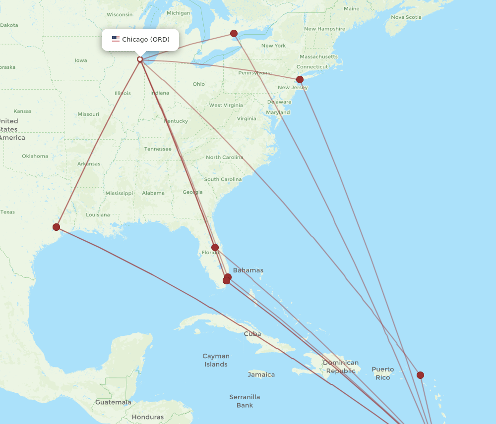 POS-ORD flight routes
