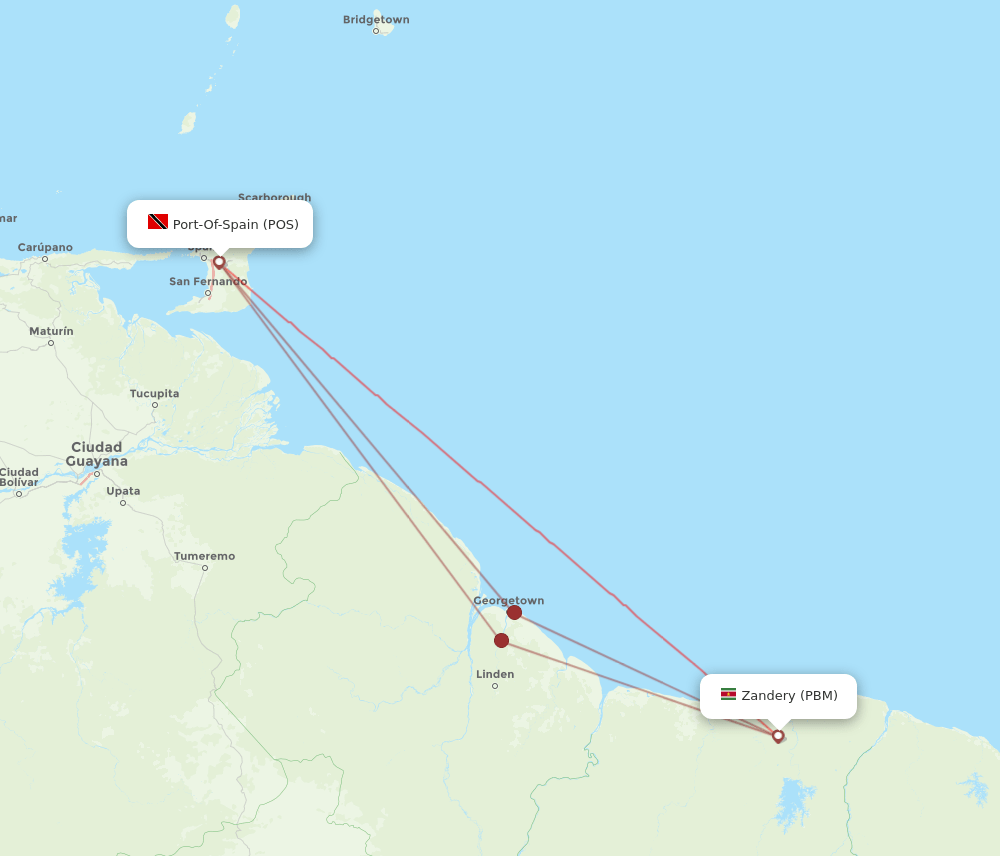 POS-PBM flight routes