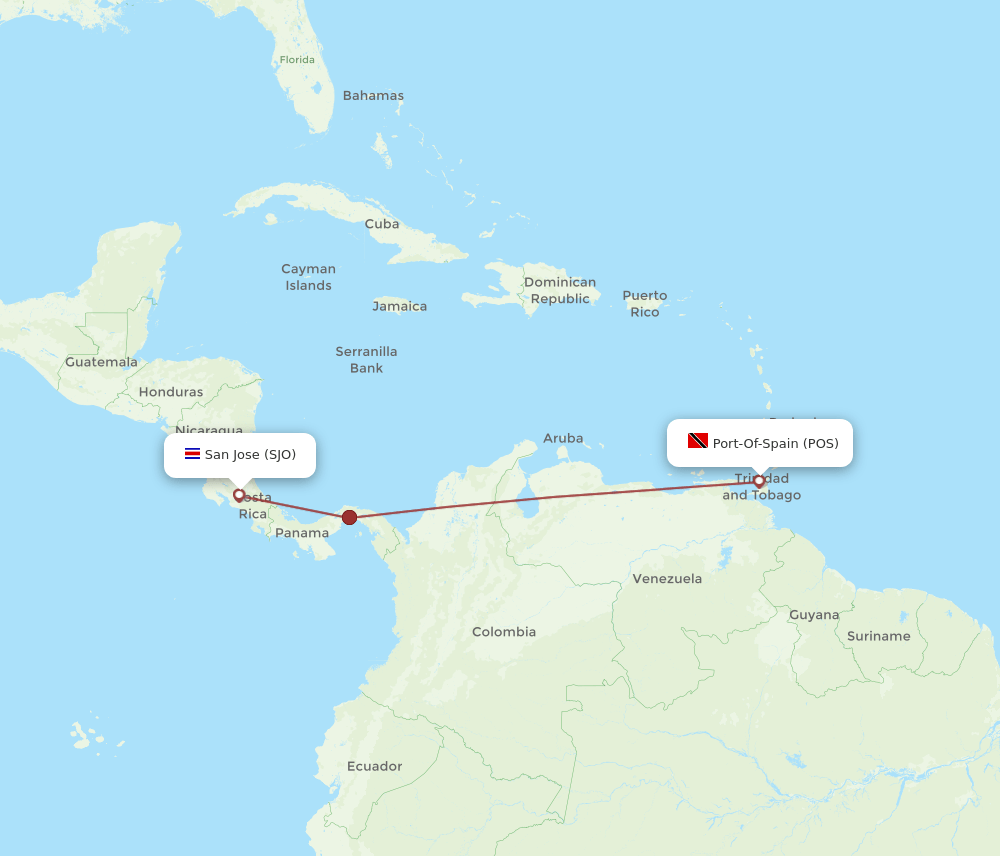 POS-SJO flight routes