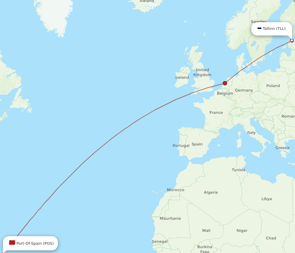 POS to TLL flights and routes map