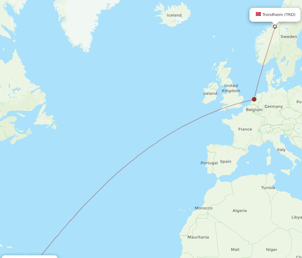 TRD to POS flights and routes map