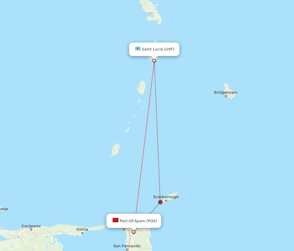 POS-UVF flight routes