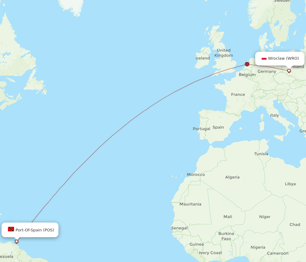 POS-WRO flight routes