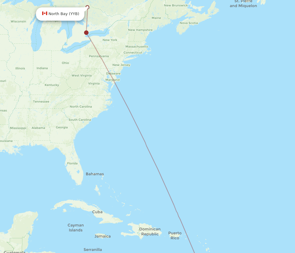 POS-YYB flight routes