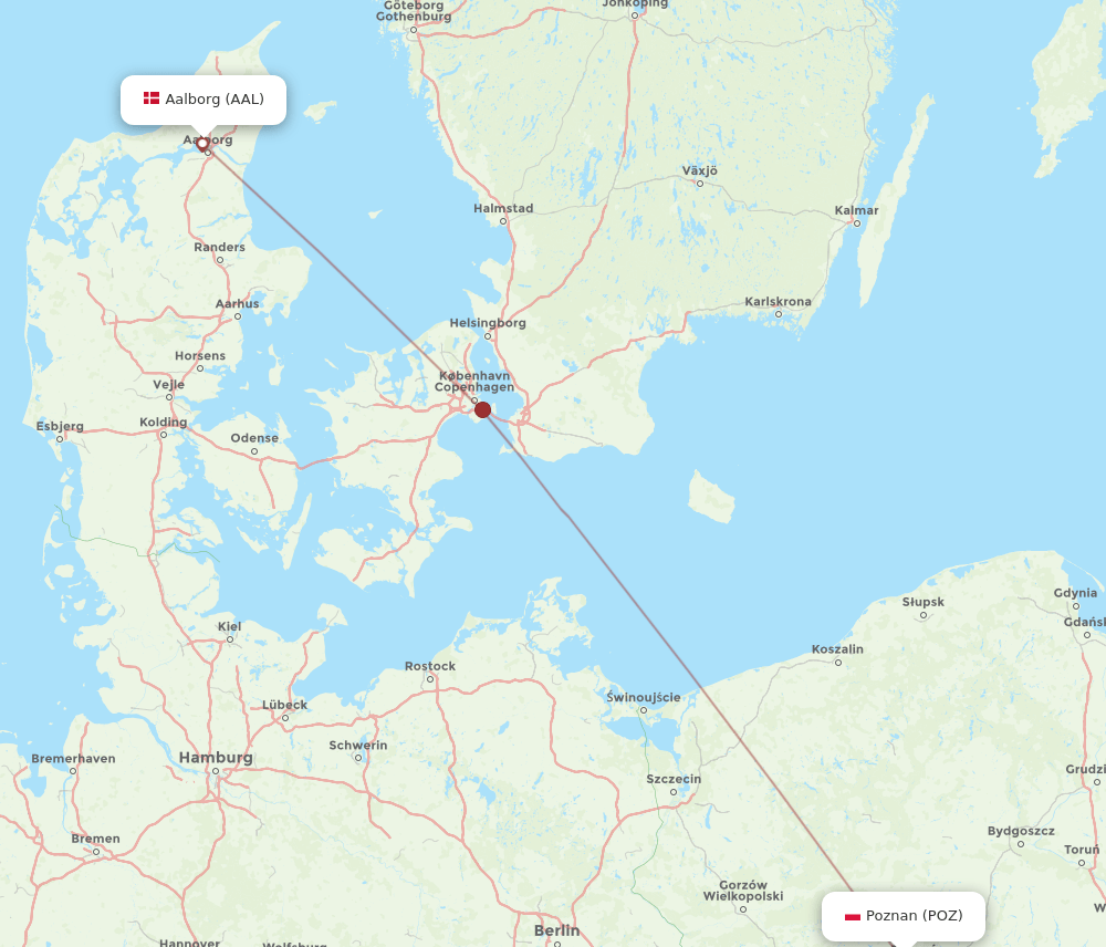 POZ-AAL flight routes