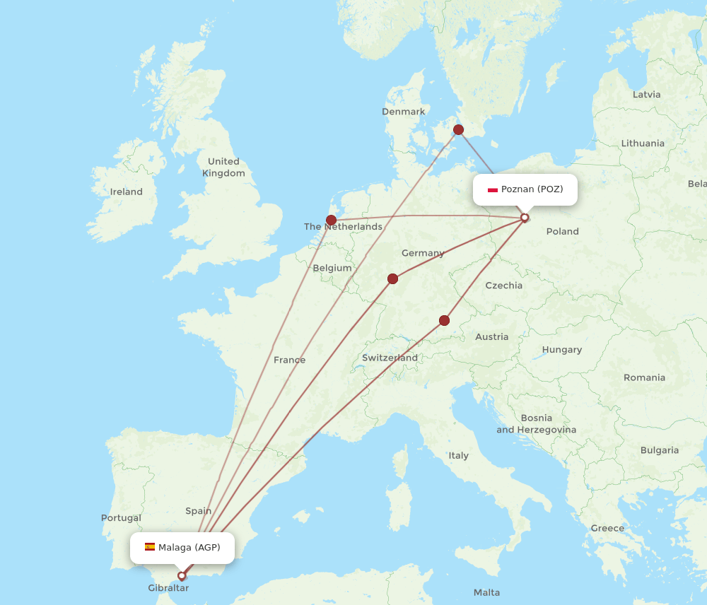 POZ-AGP flight routes