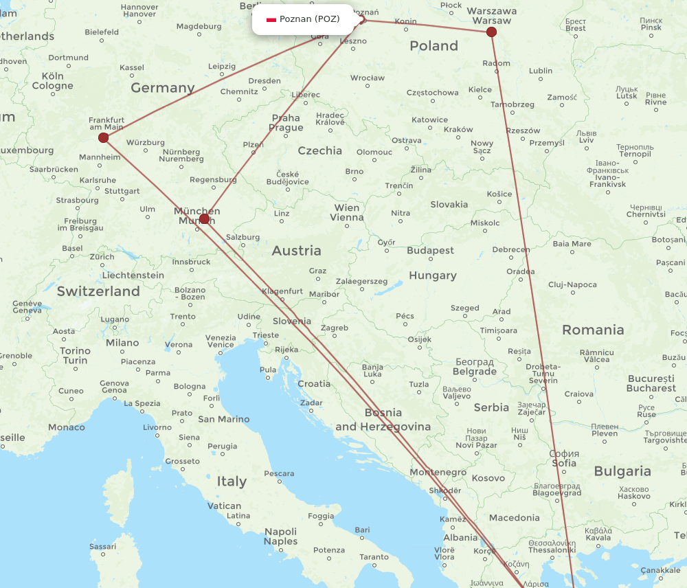 POZ-ATH flight routes