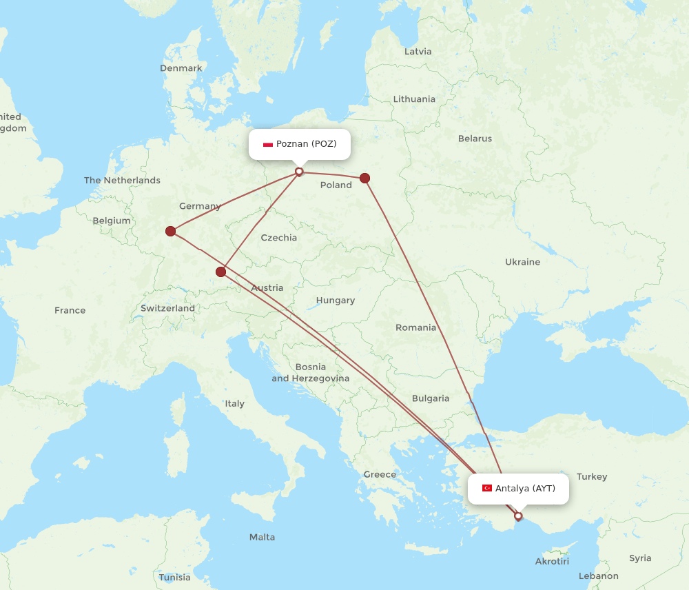 POZ-AYT flight routes