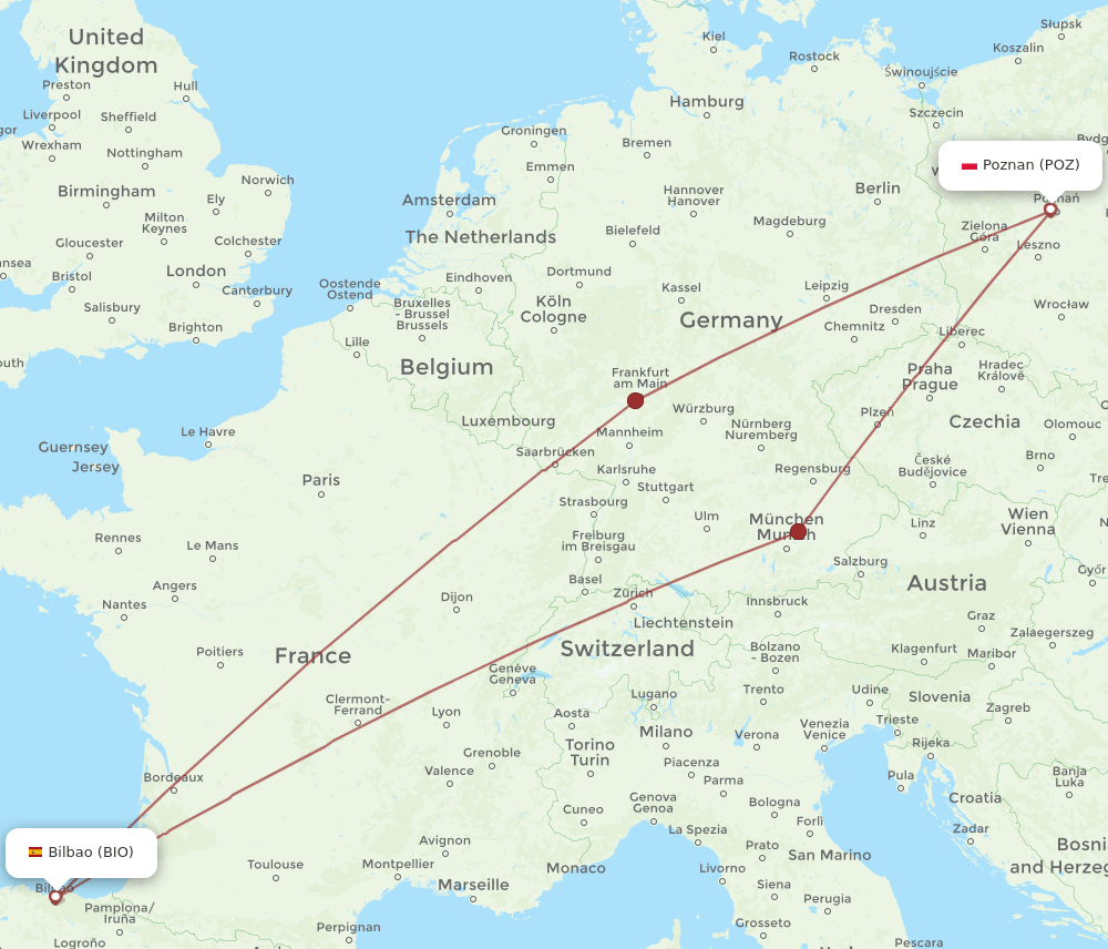 POZ-BIO flight routes