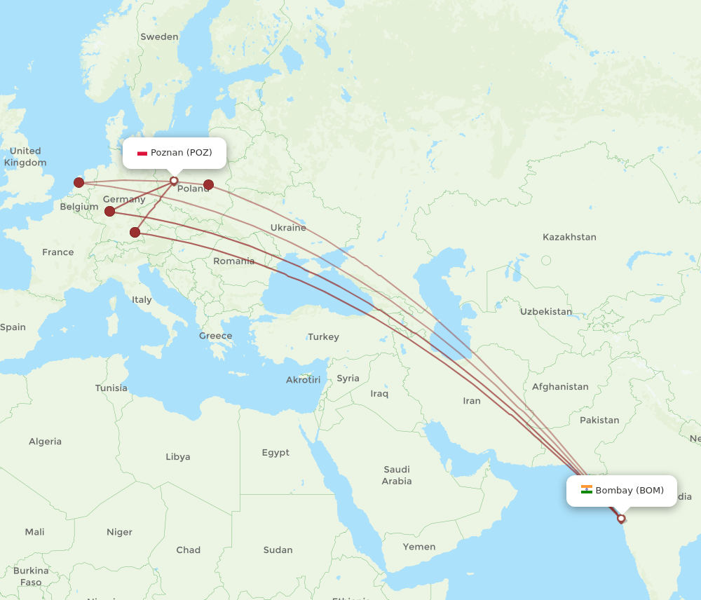 POZ-BOM flight routes