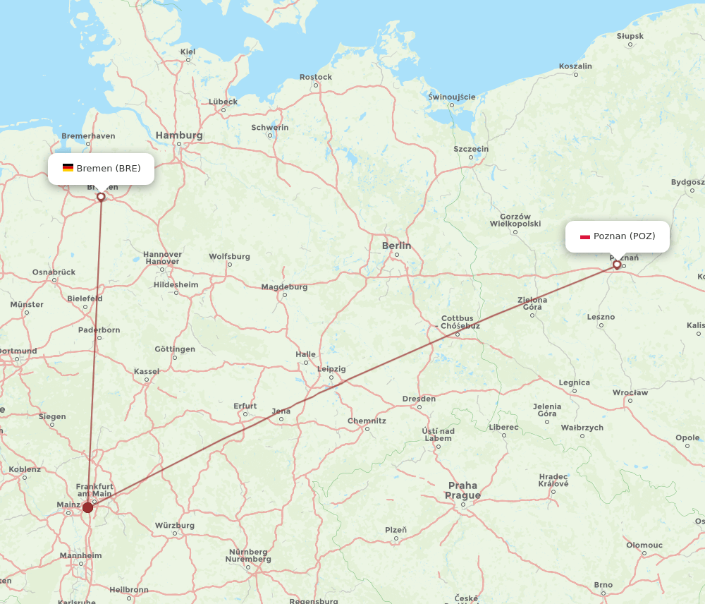 POZ-BRE flight routes