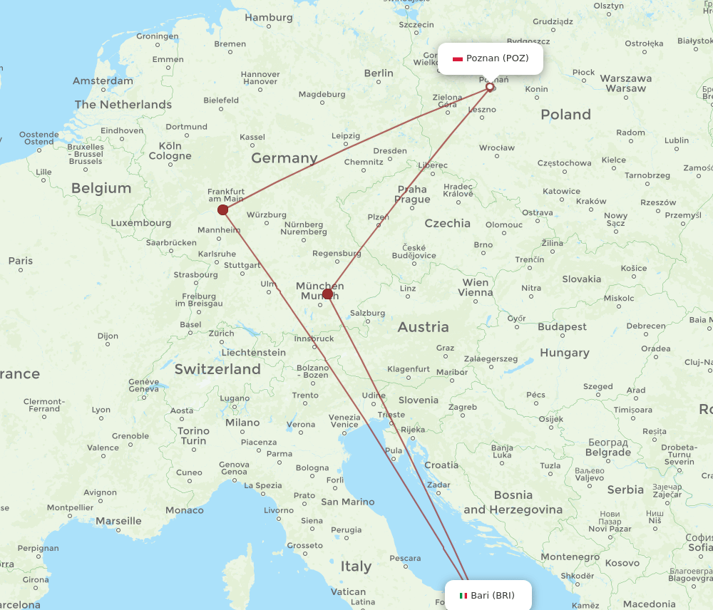 POZ-BRI flight routes