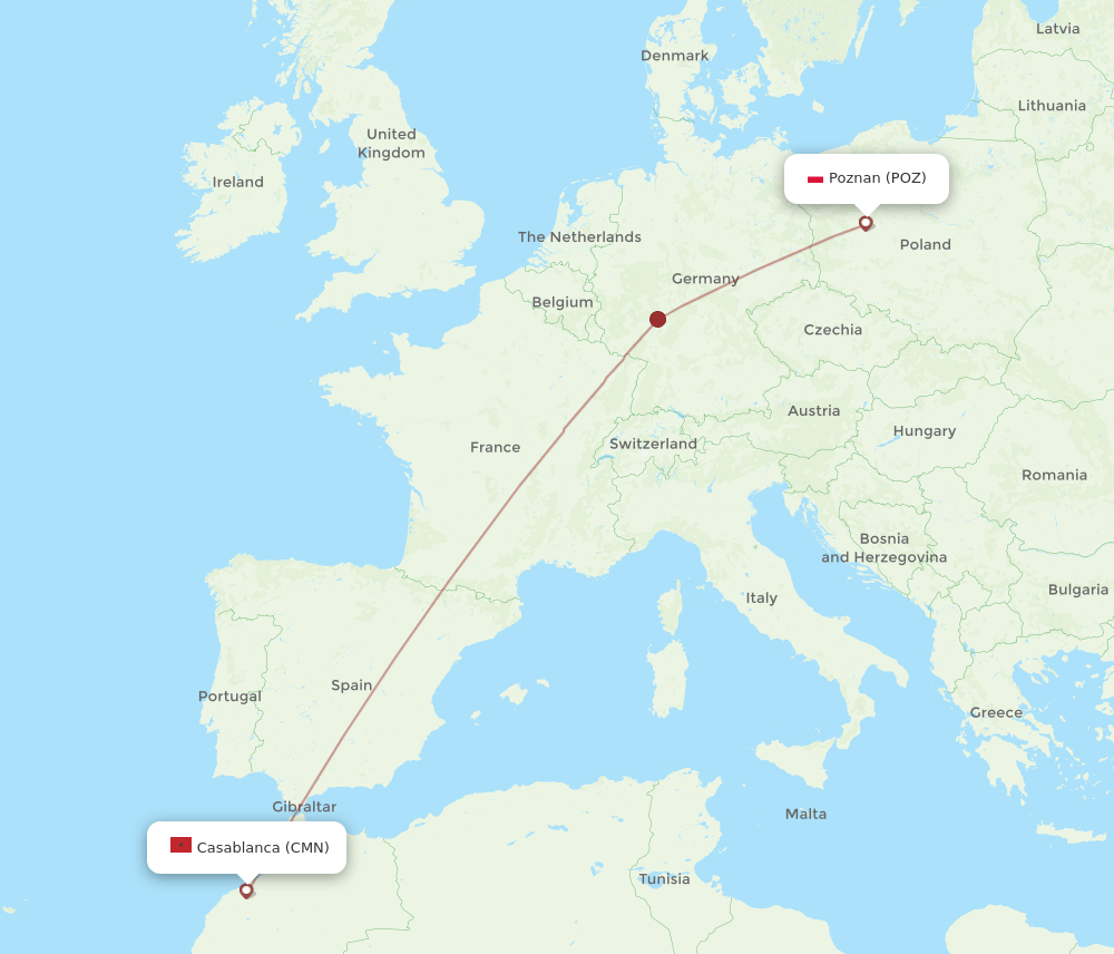 POZ-CMN flight routes