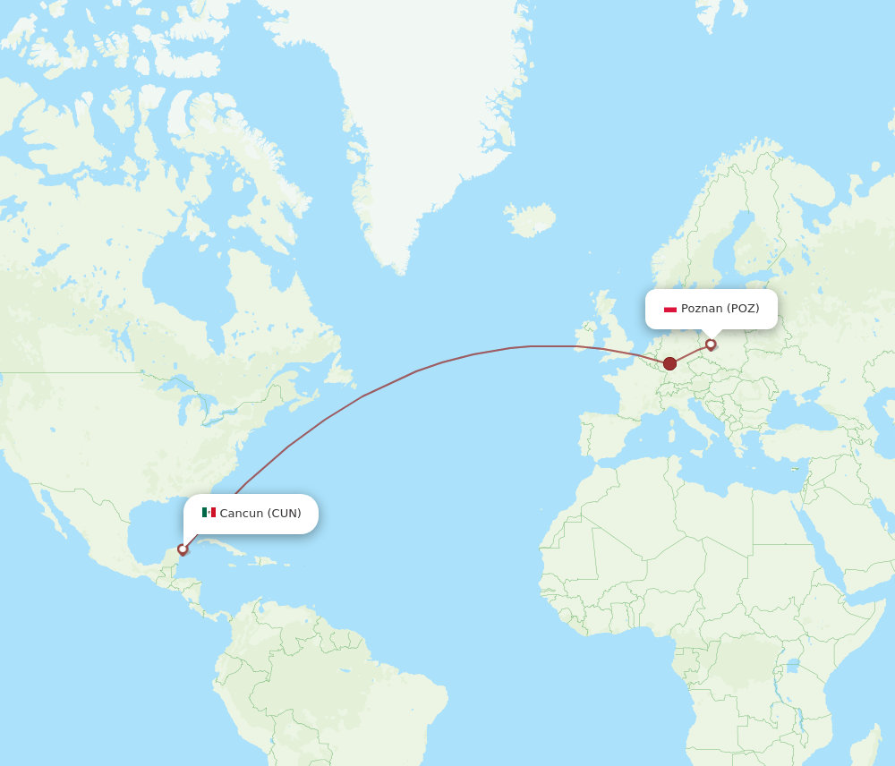 POZ-CUN flight routes