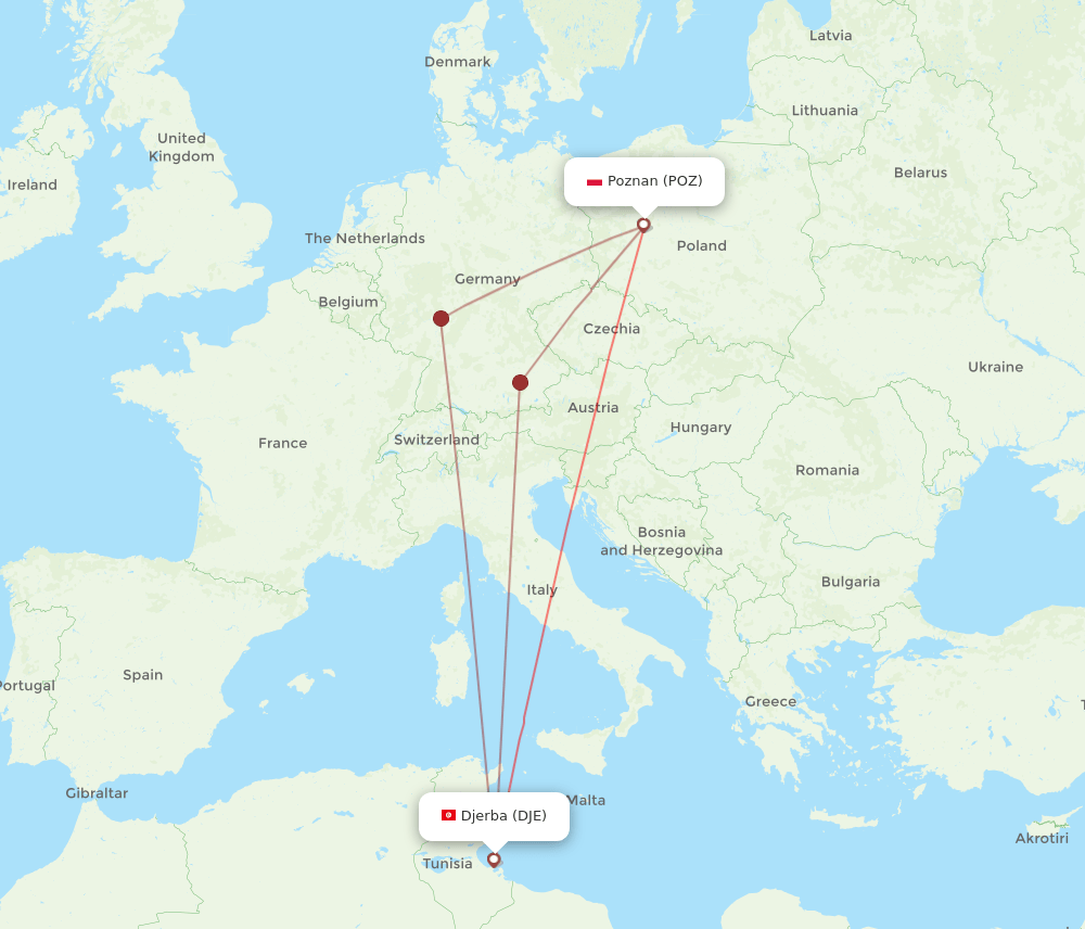 POZ-DJE flight routes