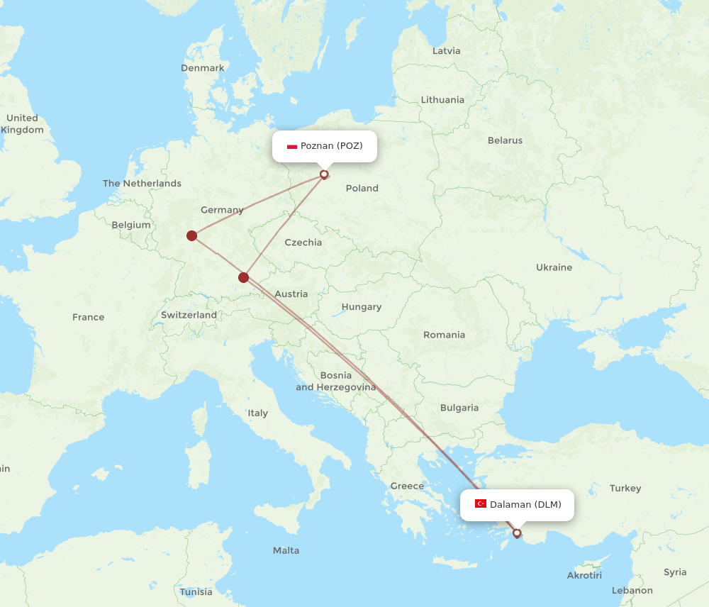 POZ-DLM flight routes