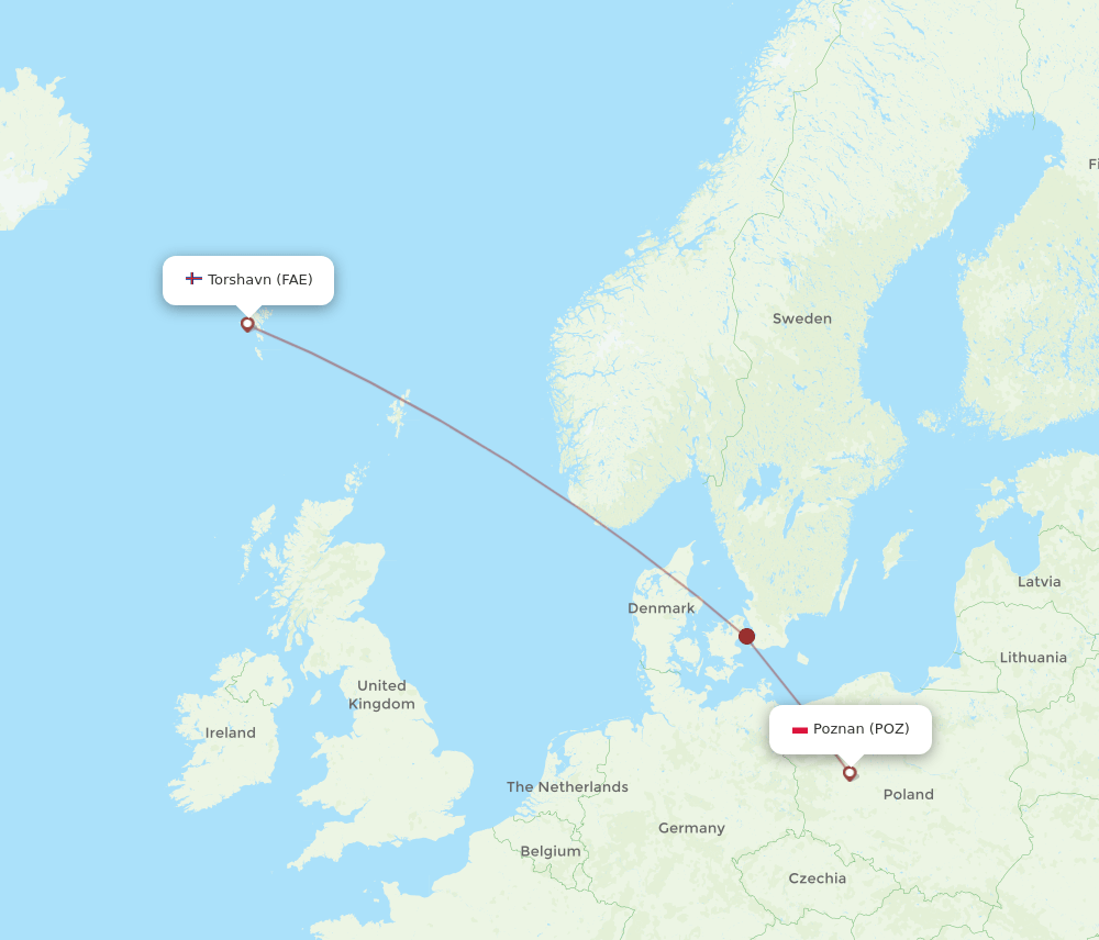 POZ-FAE flight routes