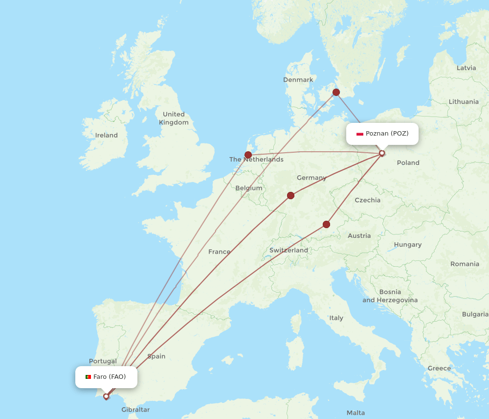 POZ-FAO flight routes