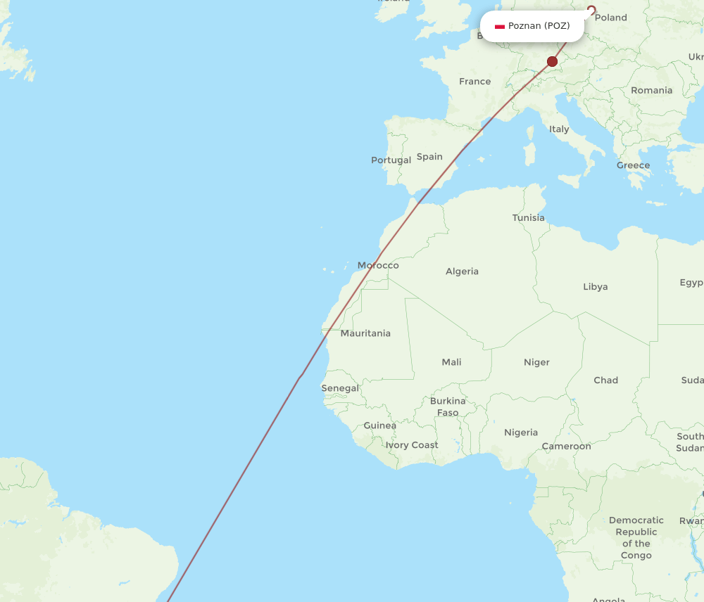 POZ to GIG flights and routes map
