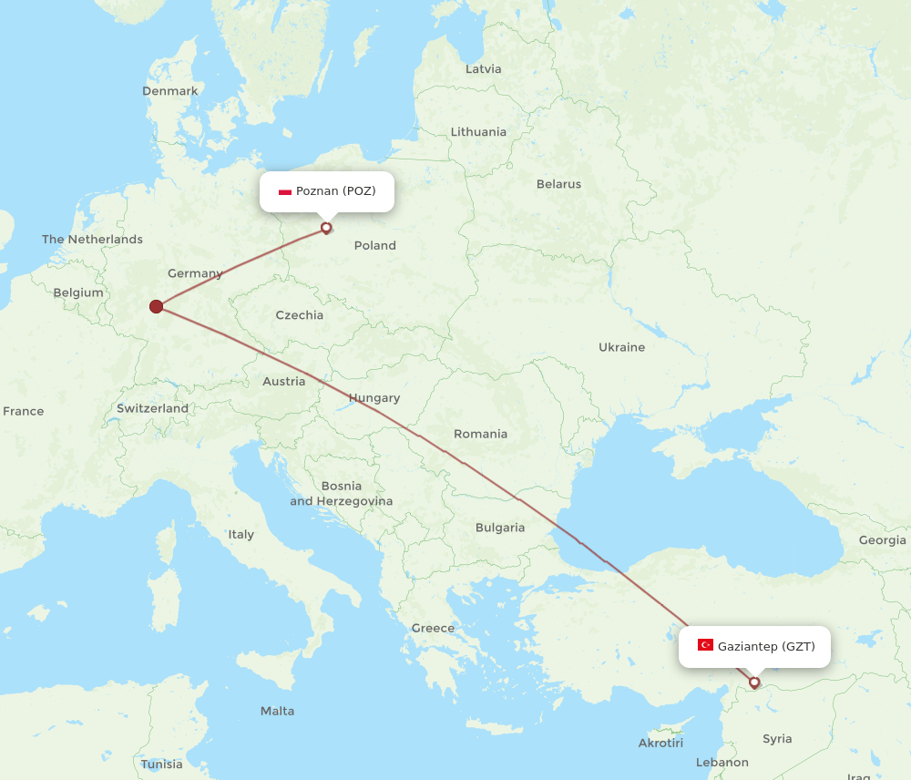 POZ-GZT flight routes