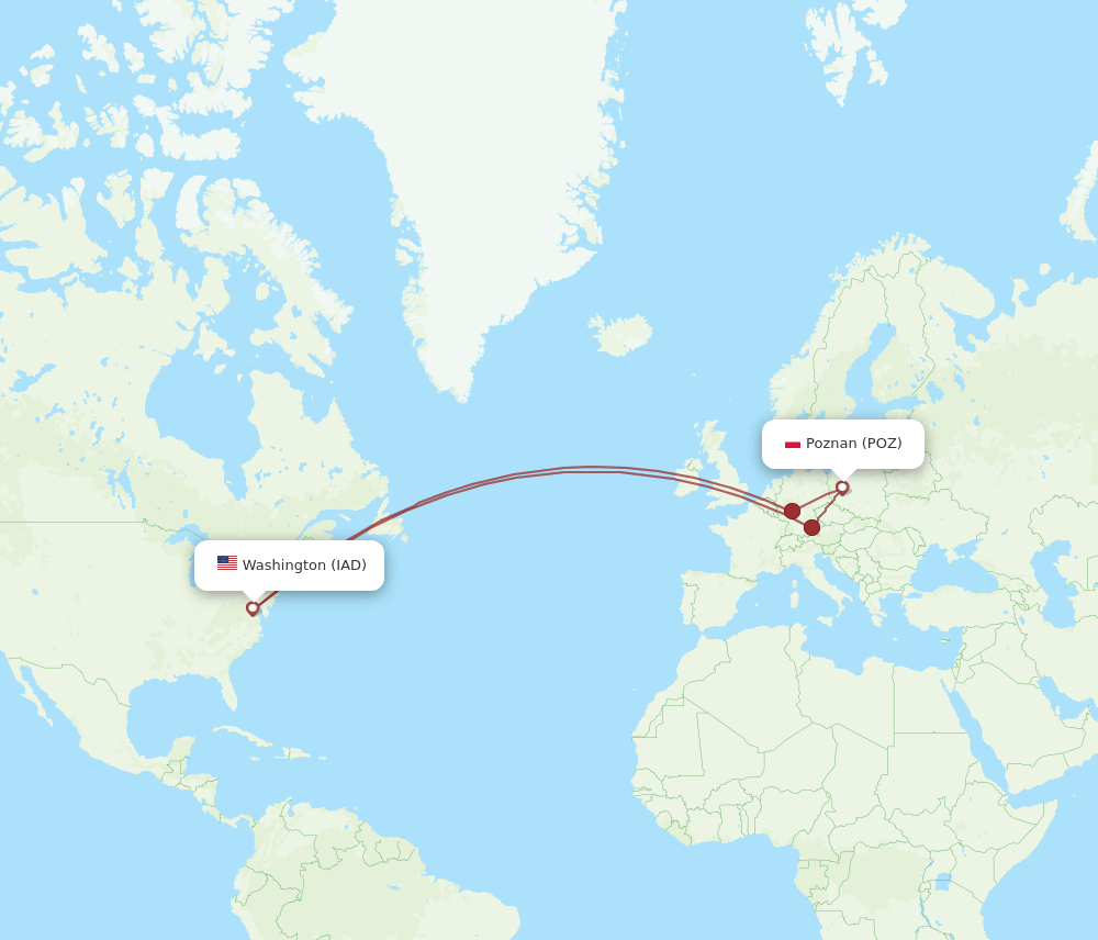 POZ-IAD flight routes