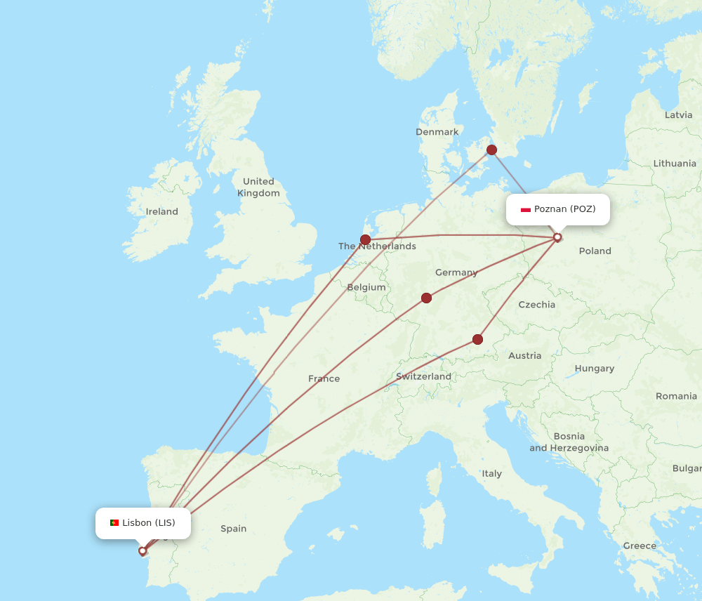 POZ-LIS flight routes