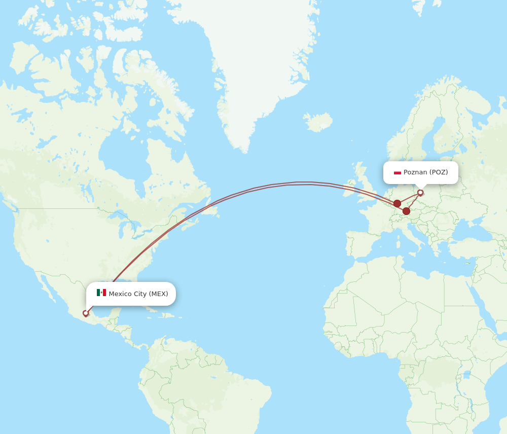 POZ-MEX flight routes