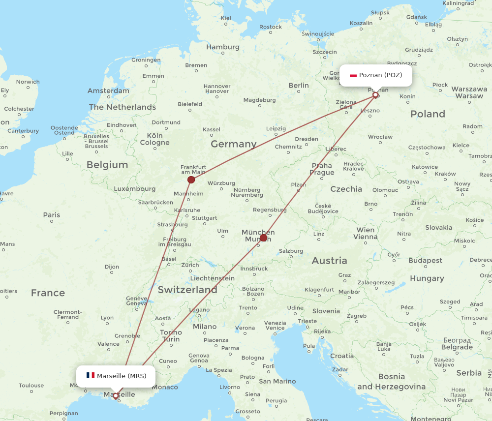 POZ to MRS flights and routes map