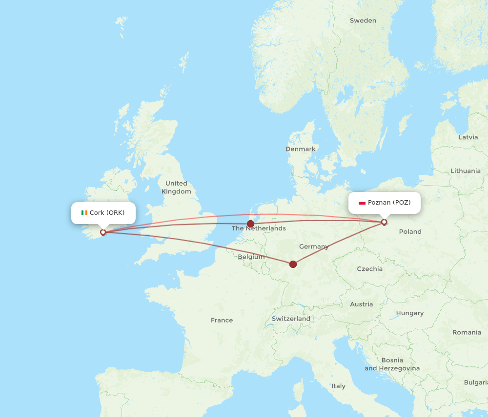 POZ-ORK flight routes