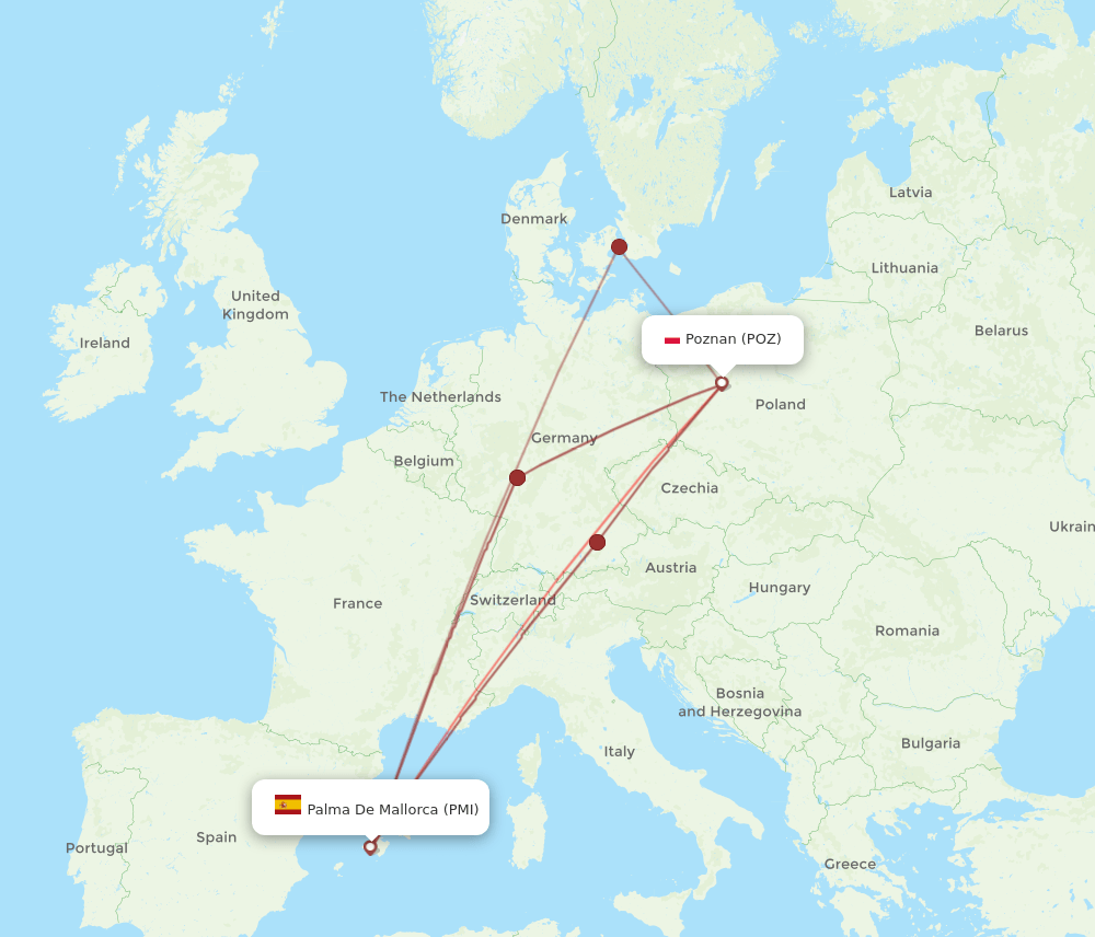 POZ-PMI flight routes