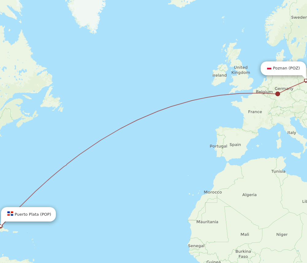 POZ to POP flights and routes map