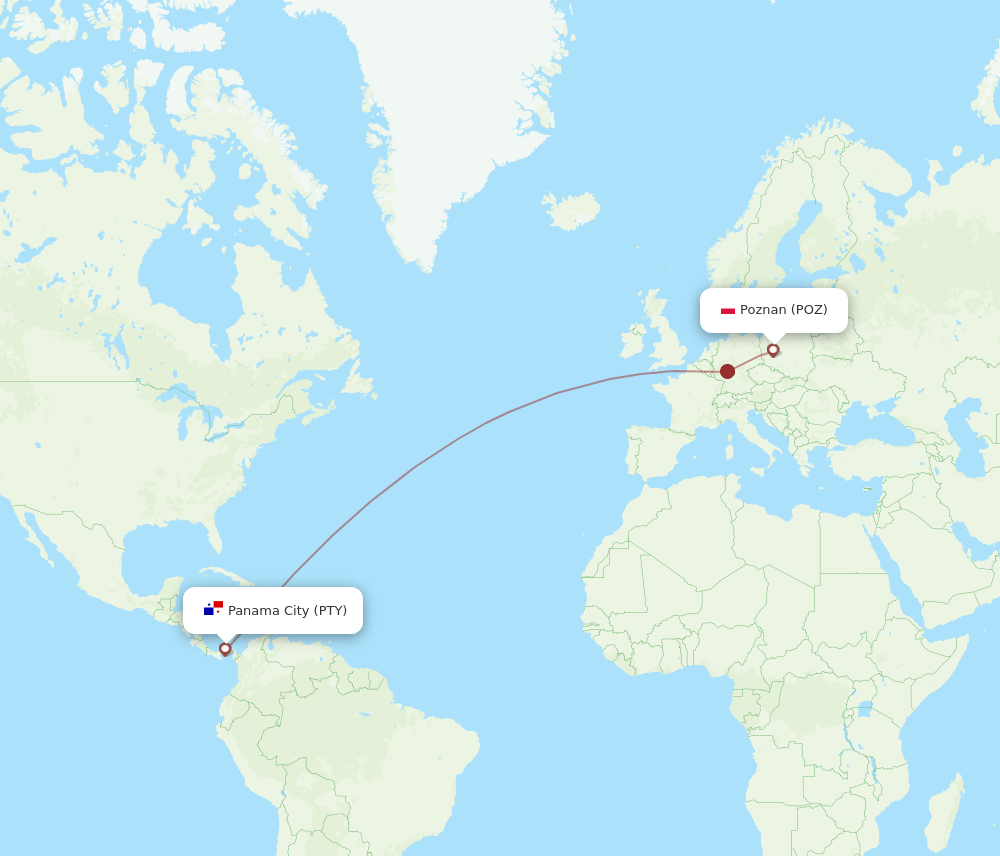 POZ-PTY flight routes