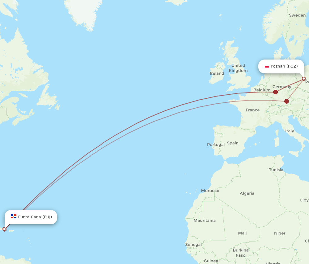 POZ-PUJ flight routes