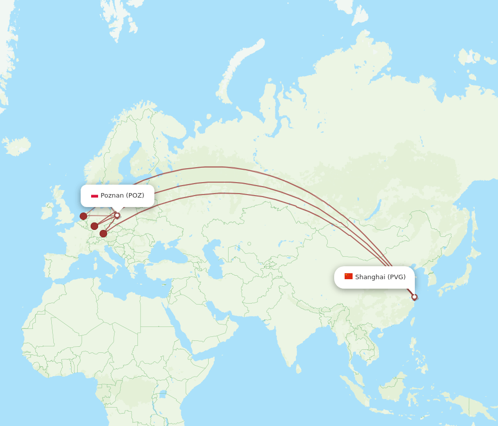 POZ-PVG flight routes