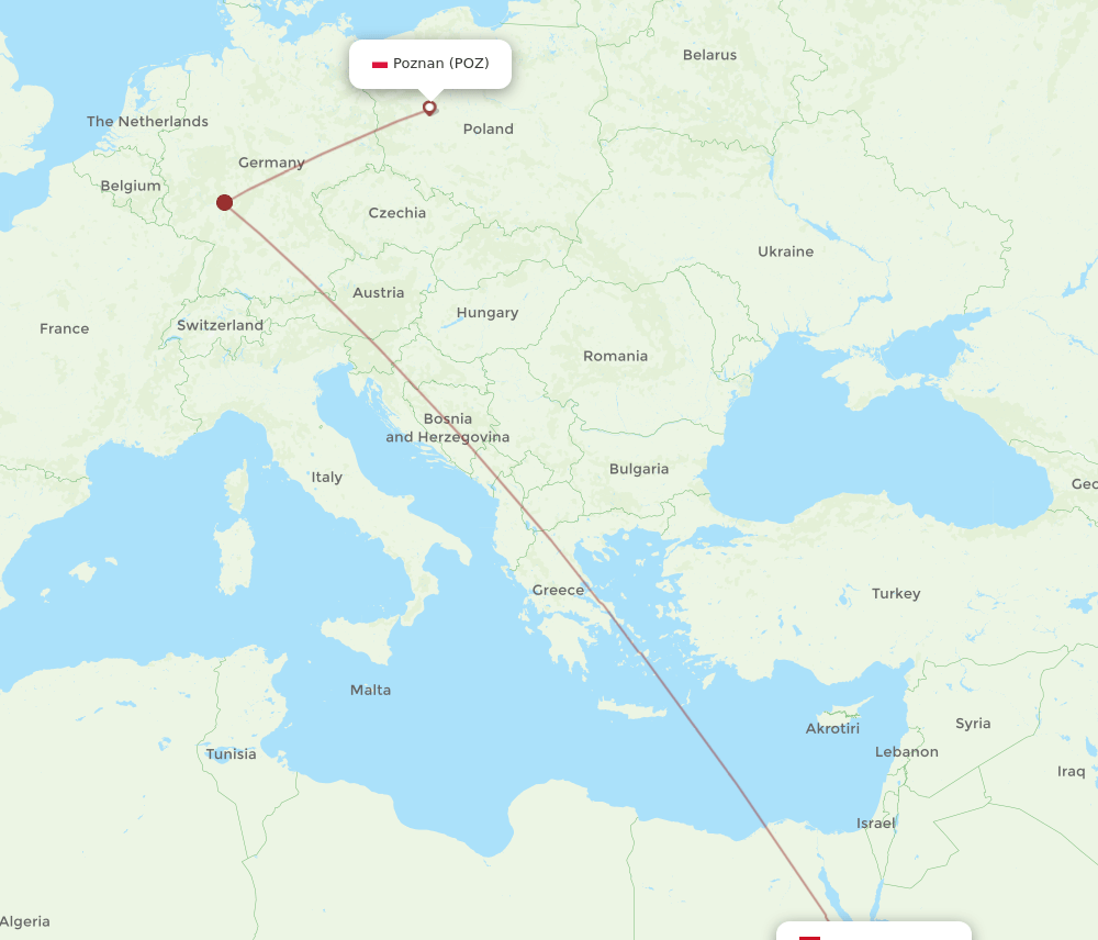 POZ to RMF flights and routes map