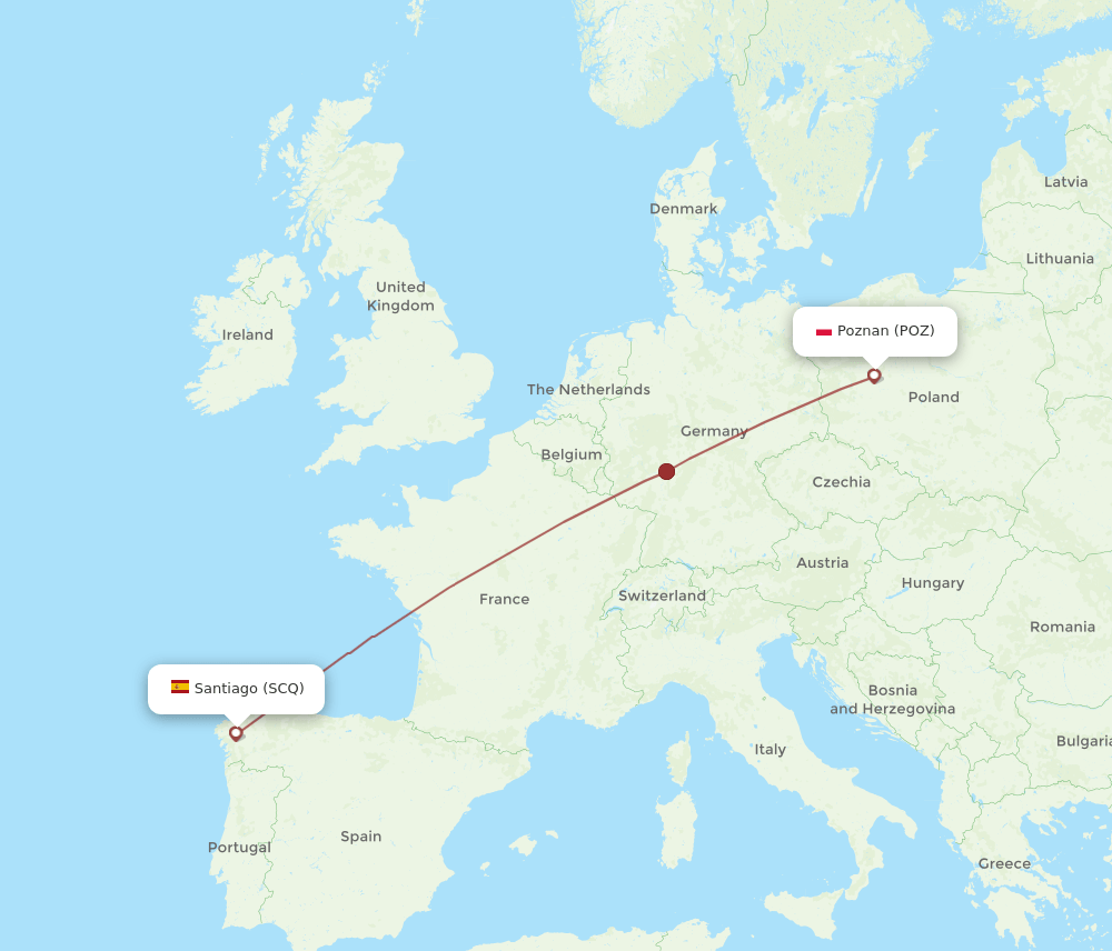 POZ-SCQ flight routes