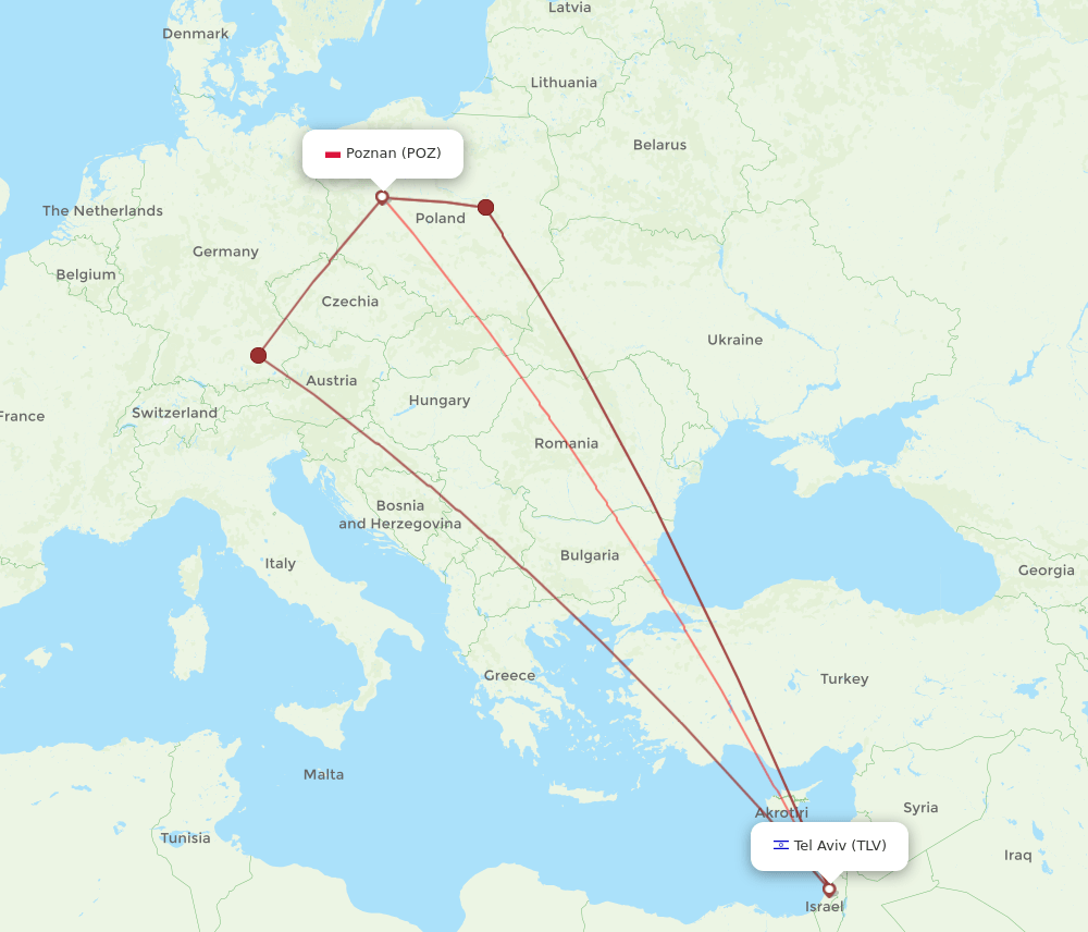 POZ-TLV flight routes