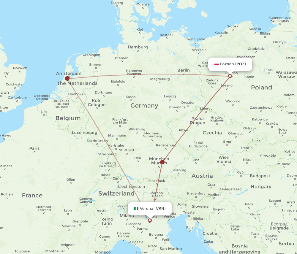 POZ-VRN flight routes