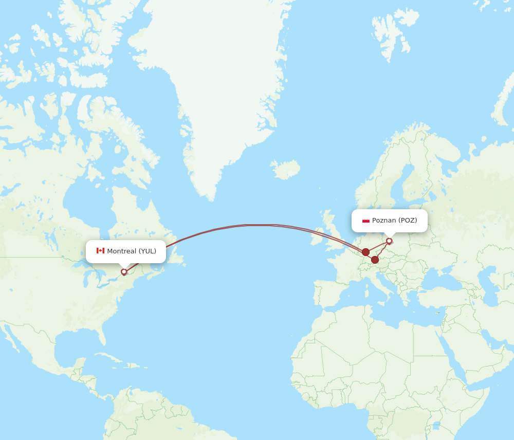 POZ-YUL flight routes