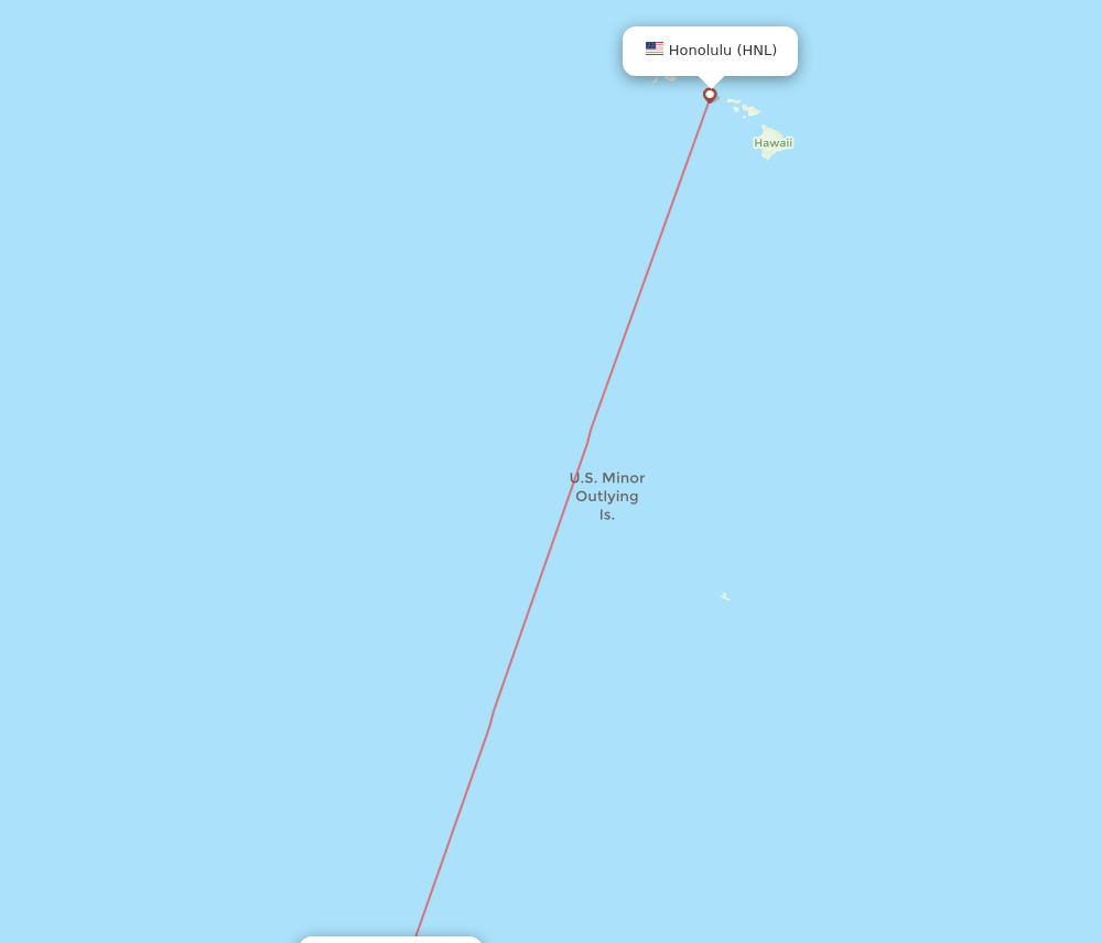 Pago Pago - Honolulu route map and flight paths