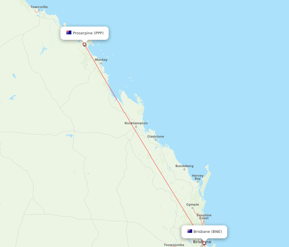 Proserpine - Brisbane route map and flight paths