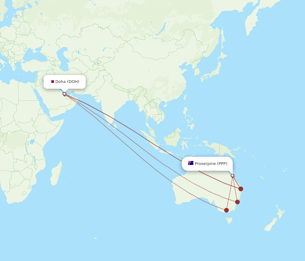 PPP-DOH flight routes