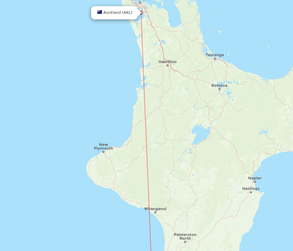 Paraparaumu - Auckland route map and flight paths
