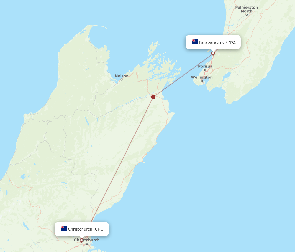 PPQ-CHC flight routes